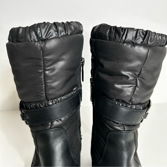 Blondo Puffer Leather Wedge Boots Waterproof Quilted Down Filled Nylon Black 7 - Picture 14 of 16
